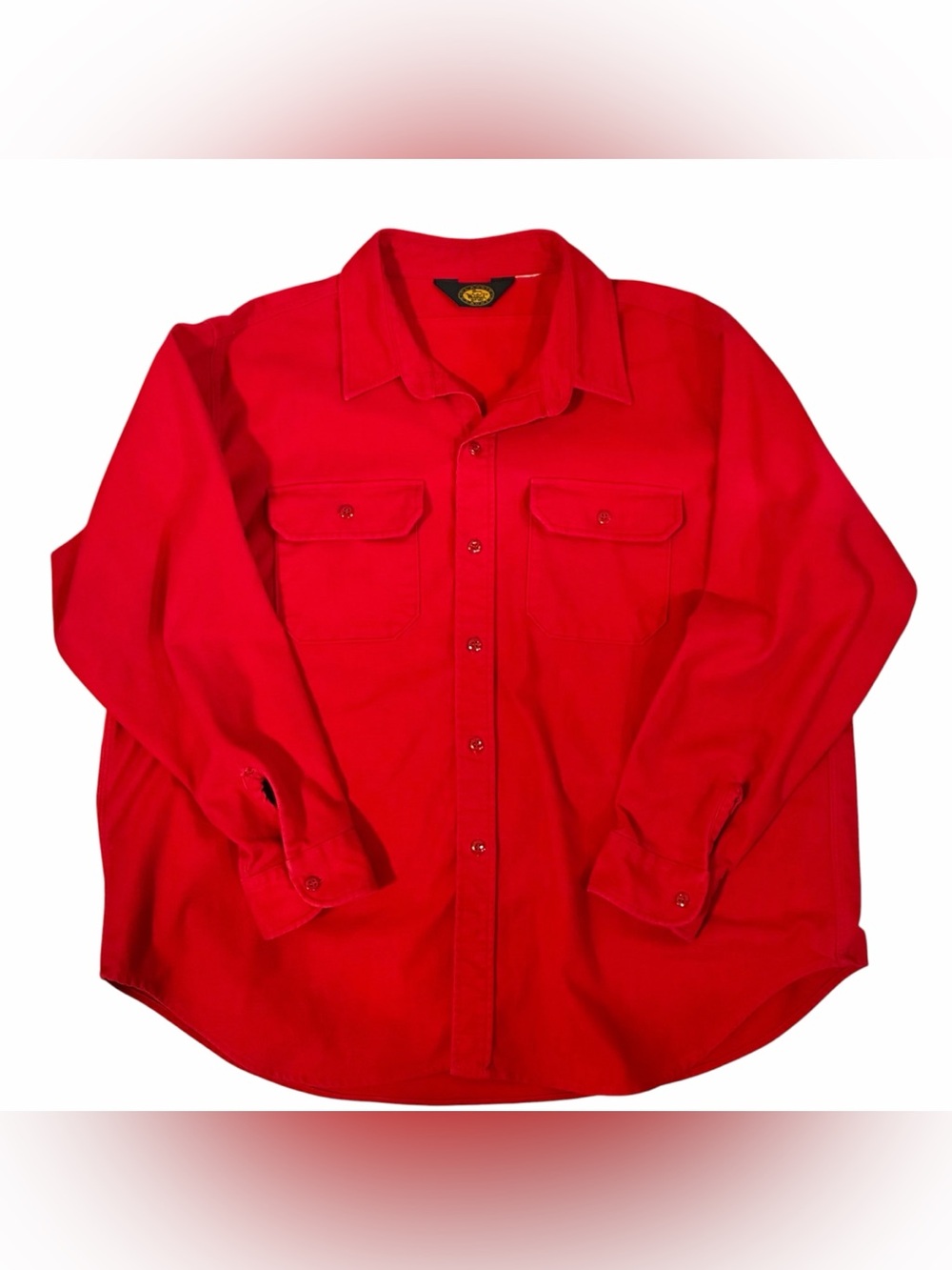 Men's Vtg Woolrich Red Flannel Button-Up Long Sleeve Shirt Size 2X FLAWED